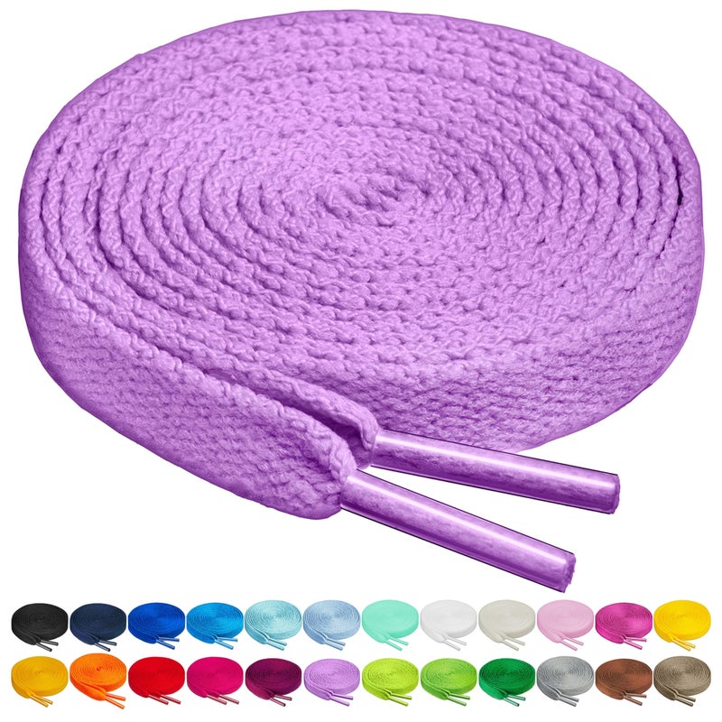 Birch Shoelaces in 27 Colors Flat 5/16"" Shoe Laces in 4 Different Lengths (29.5"" (75cm), Lavender) - Image 1